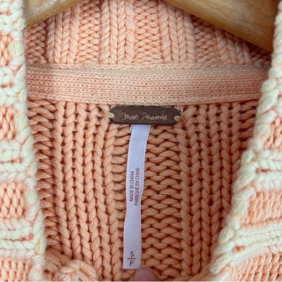 Free People sweetheart chunky knit grandmacore balloon orange pullover sweater - Picture 7 of 8